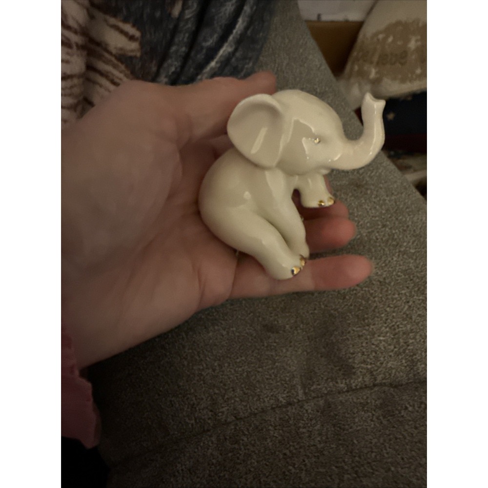Lenox Baby Elephant Mini Ivory Fine China 24 KT Gold Trim Figurine